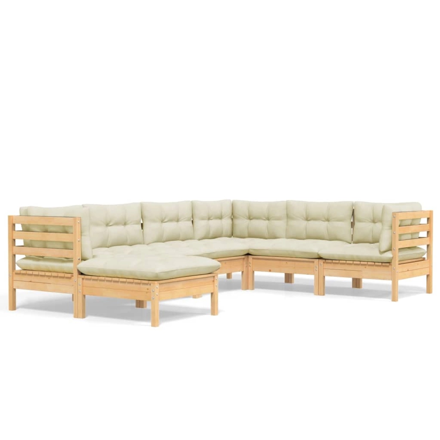 vidaXL 7-tlg Garten-Lounge-Set mit Creme Kissen Massivholz Kiefer Modell 10