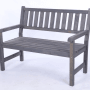 Graue PROREGAL Gartenbank Grana aus Holz mit Armlehnen und Lattenrost-Design.