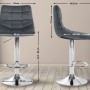 DELUKE Barhocker DUBAI Dunkelgrau Samt Chrom Barstuhl Mit Lehne Tresenhocker Tresenstuhl_5