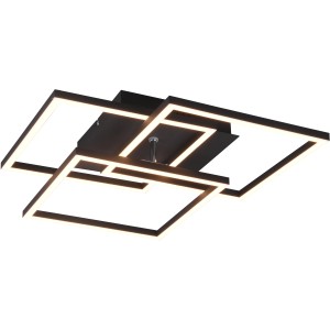 Dimmbare LED-Deckenleuchte Mobile, 28W, schwarz matt, mit geometrischem Design.