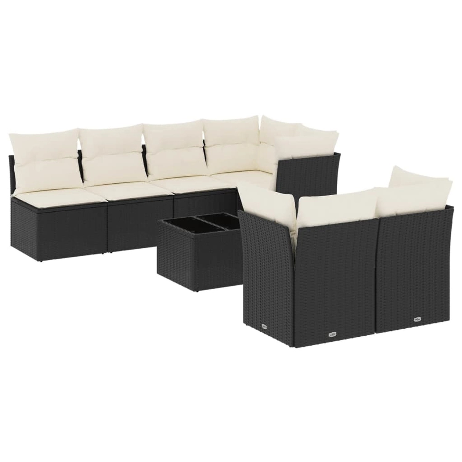 vidaXL 8-tlg Garten-Sofagarnitur mit Kissen Schwarz Poly Rattan Modell 7