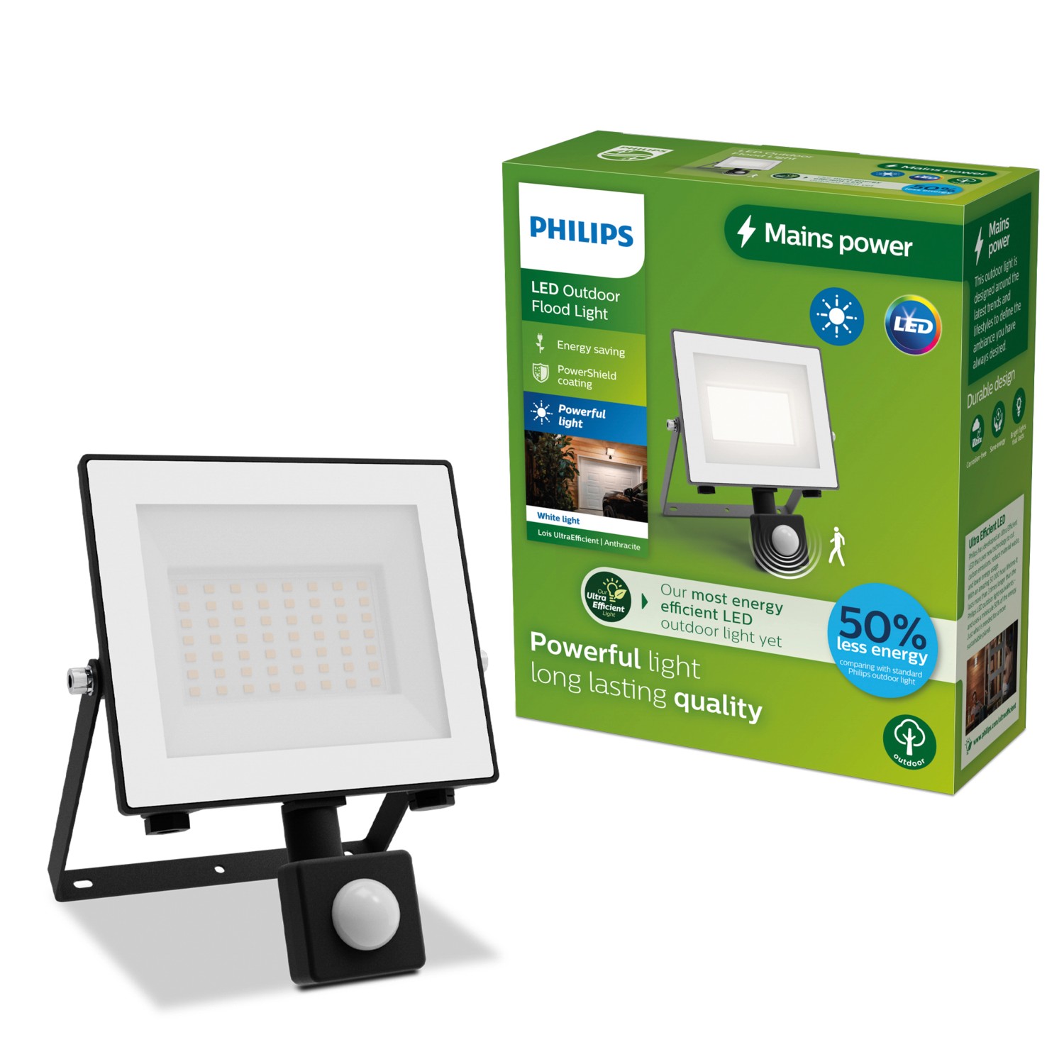 Philips LED-Außenstrahler Lois UE Sensor, 14 W, 3.000 K IP65 günstig online kaufen