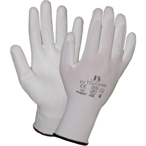 Weiße Staffl PU-Touch Arbeitshandschuhe Größe 6 für feine Montagearbeiten. Nylon-Gewirk mit Polyurethanbeschichtung für Griffsicherheit.