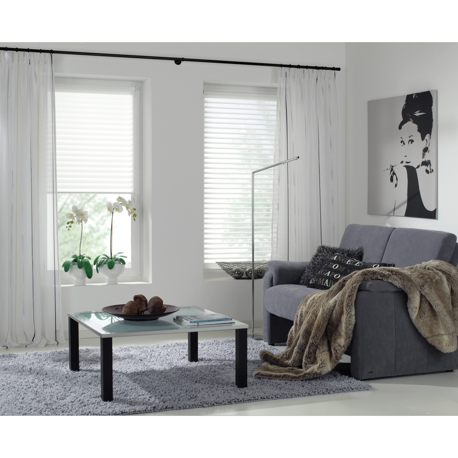 Gardinia Endstücke Chicago Zylinder, 2er-Pack, schwarz-matt, für 20 mm Stangen.