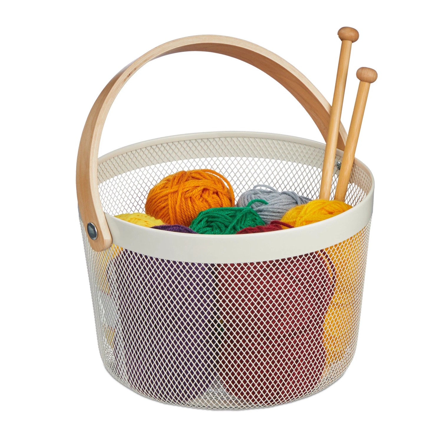 Relaxdays Drahtkorb Stahl Weiß Mit Henkel 17,5 cm x 27,5 cm x 26,5 cm 0,4 kg