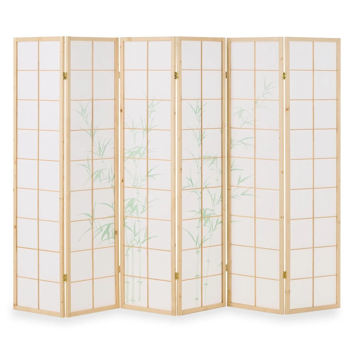 Homestyle4u Paravent Raumteiler 6-teilig Shoji Bambusmuster Trennwand Sichtschutz 267