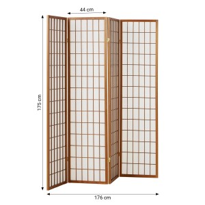 Homestyle4u 4-tlg. Paravent in Braun 176x175 cm 163