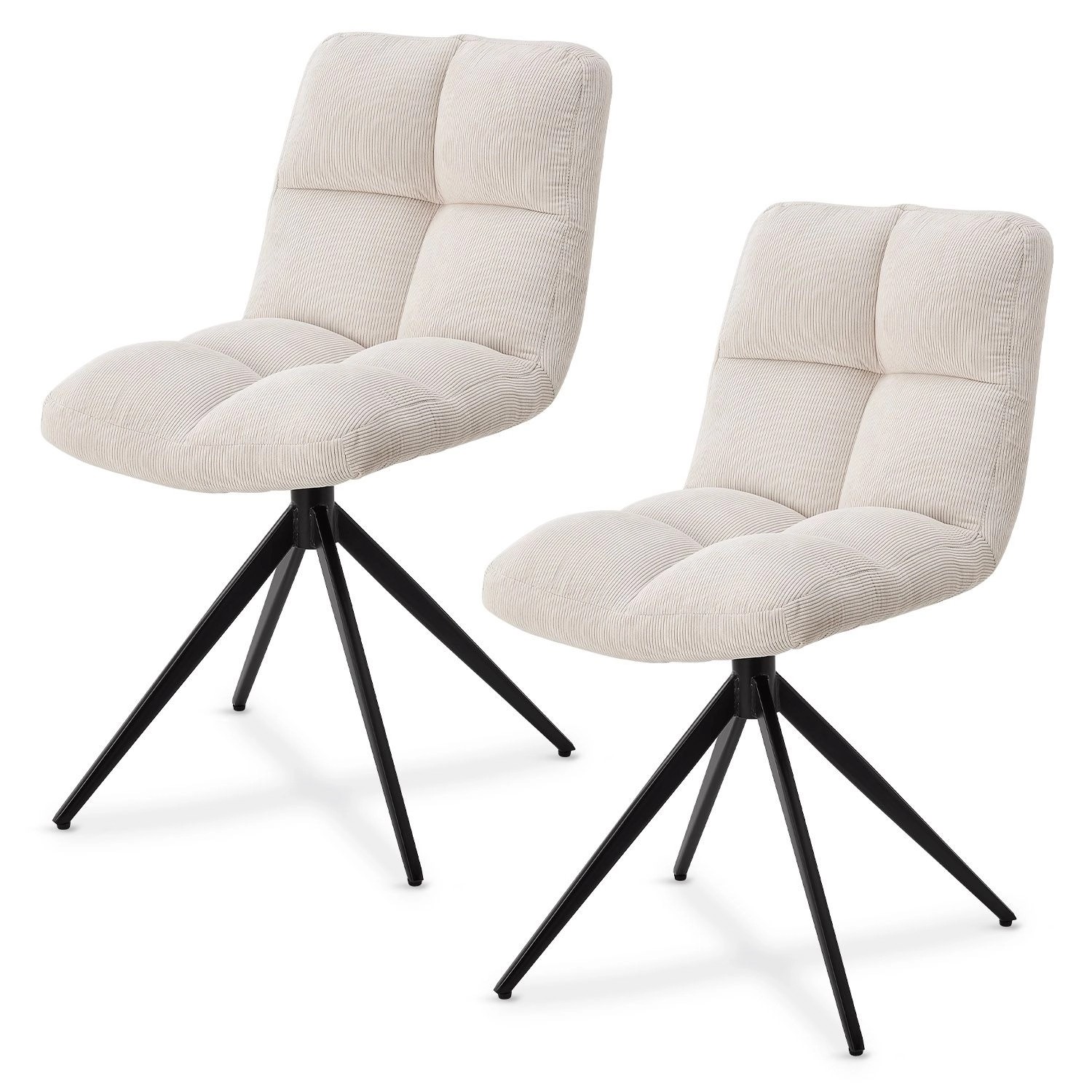 Juskys Drehstuhl Dallas 2er Set Cord Beige günstig online kaufen
