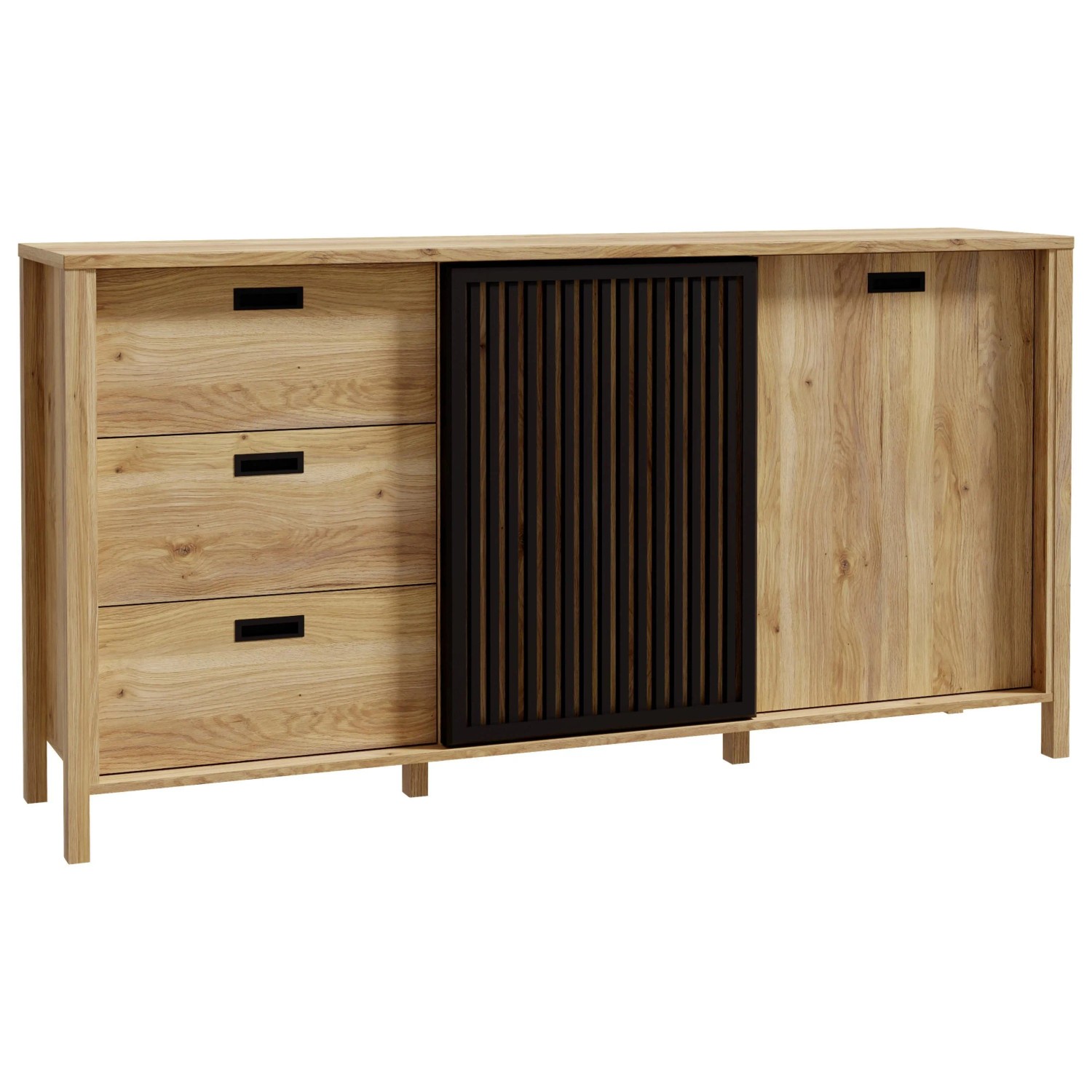 Premium Living Kommode Jytana Schwarz/Eichefarben