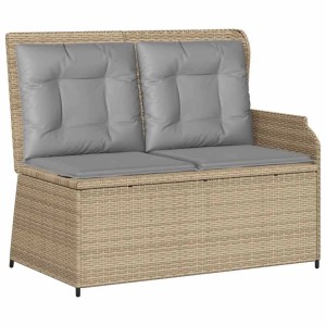 vidaXL Gartenbank Verstellbar mit Kissen Beige Poly Rattan 368940