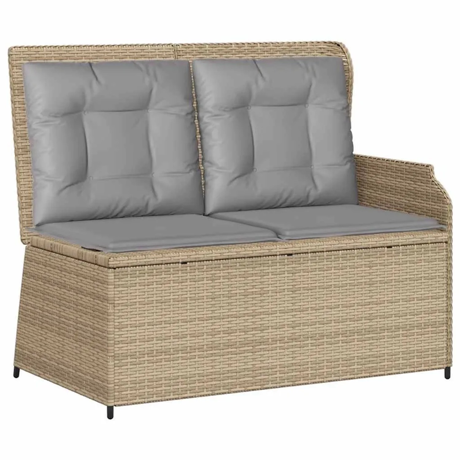 vidaXL Gartenbank Verstellbar mit Kissen Beige Poly Rattan 368940 günstig online kaufen