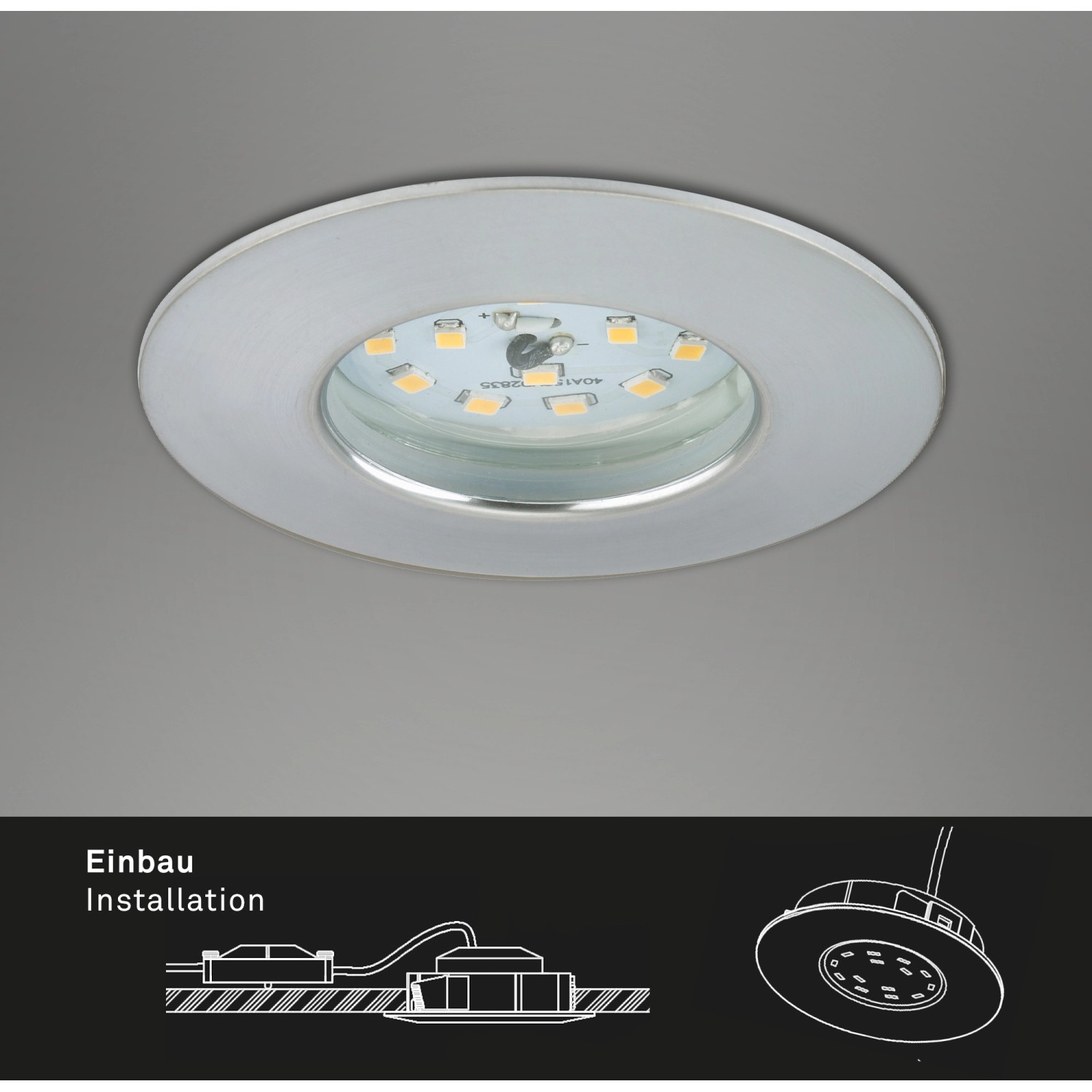 Briloner LED-Einbauleuchte Attach, 3er-Set aus Alu, runder Einbaustrahler.