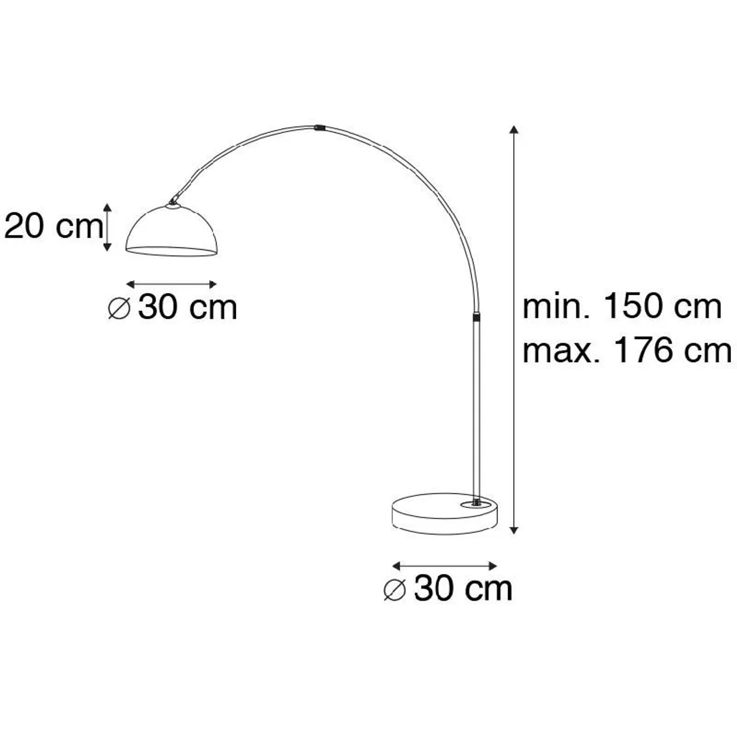 QAZQA Moderne Bogenlampe Chrom mit Weißem Schirm Arc Basic_4