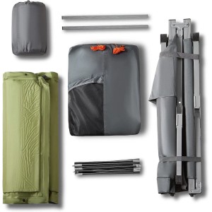 SoBuy 4in1-Zelt mit Campingliege, bestehend aus Zelt, Feldbett, Matratze, Schlafsack und Kissen.