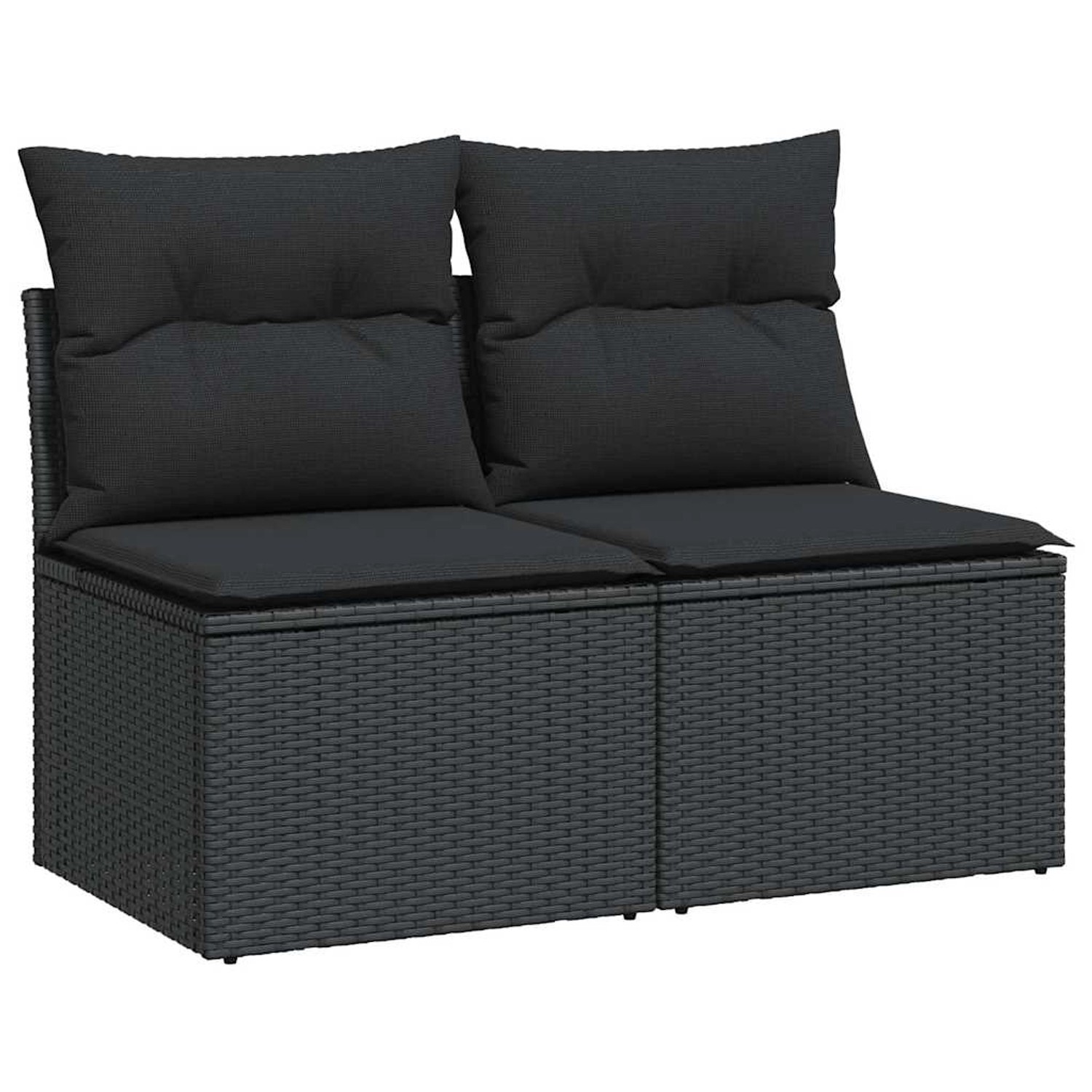 vidaXL 2-Tlg Garten-Sofagarnitur mit Kissen Schwarz Poly Rattan 3325231 günstig online kaufen