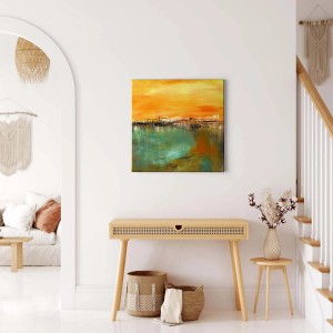 Leinwandbild „Meer“ in Orange/Türkis, maritimer Kunstdruck für Wohnzimmer & Schlafzimmer.