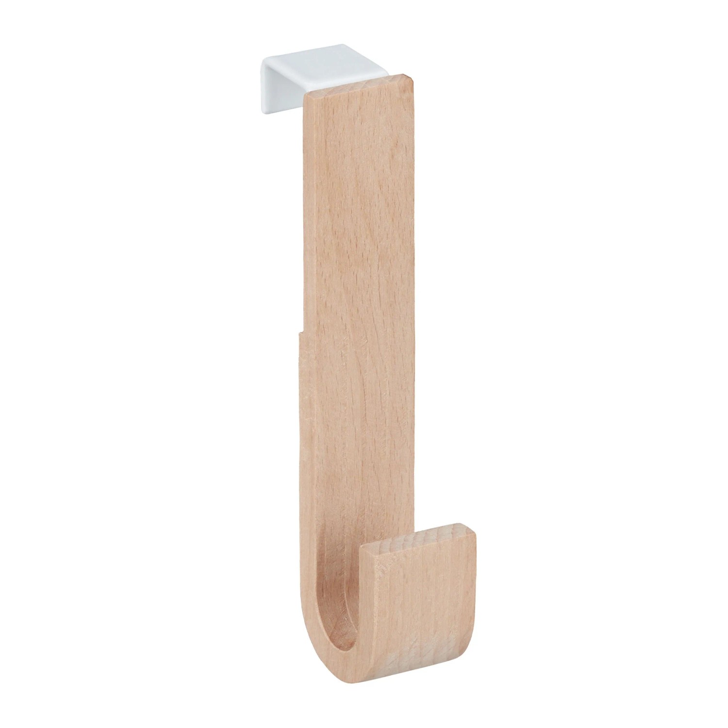 Relaxdays Türhaken Buchenholz Natur Weiß 5er Set 13 cm x 2,5 cm x 6 cm