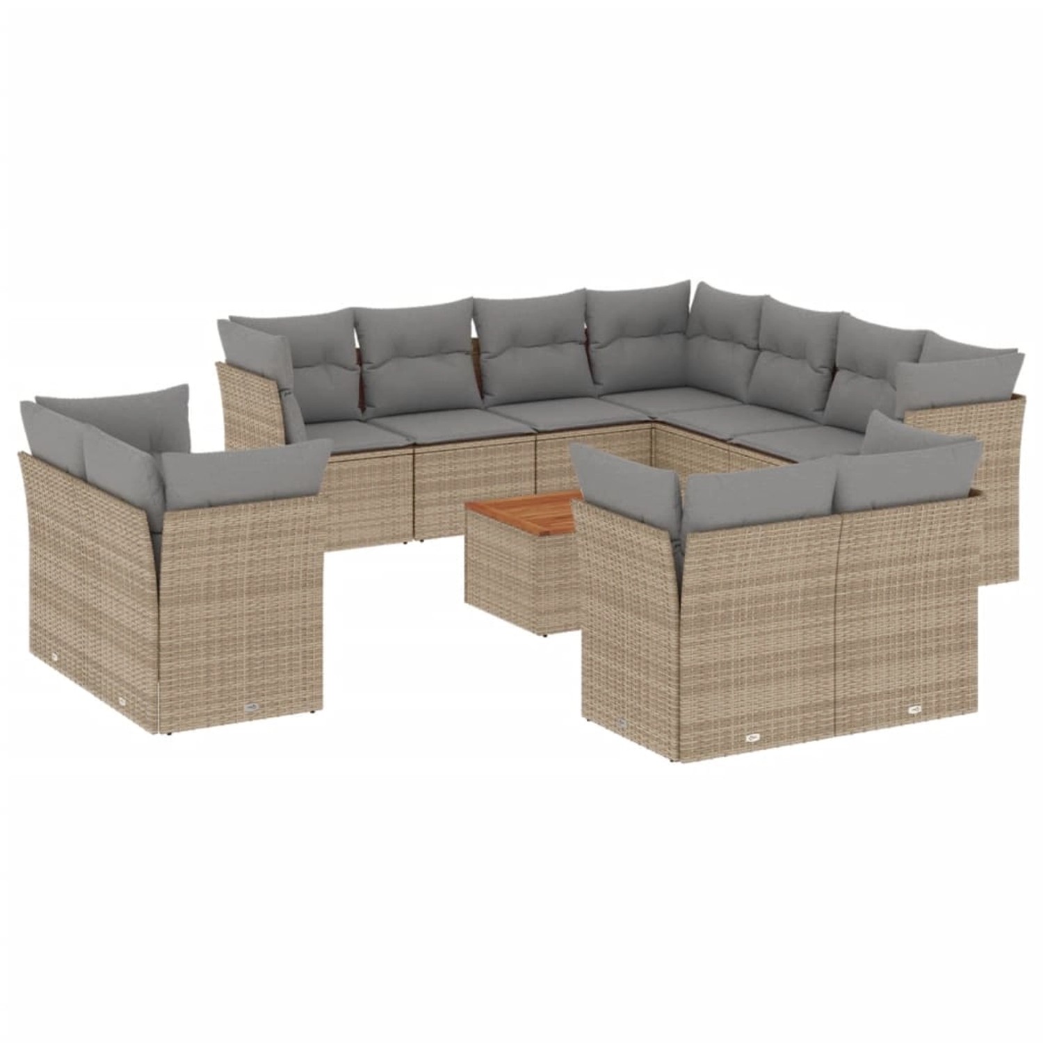 vidaXL 12-Tlg Garten-Sofagarnitur mit Kissen Beige Poly Rattan 3256276 günstig online kaufen