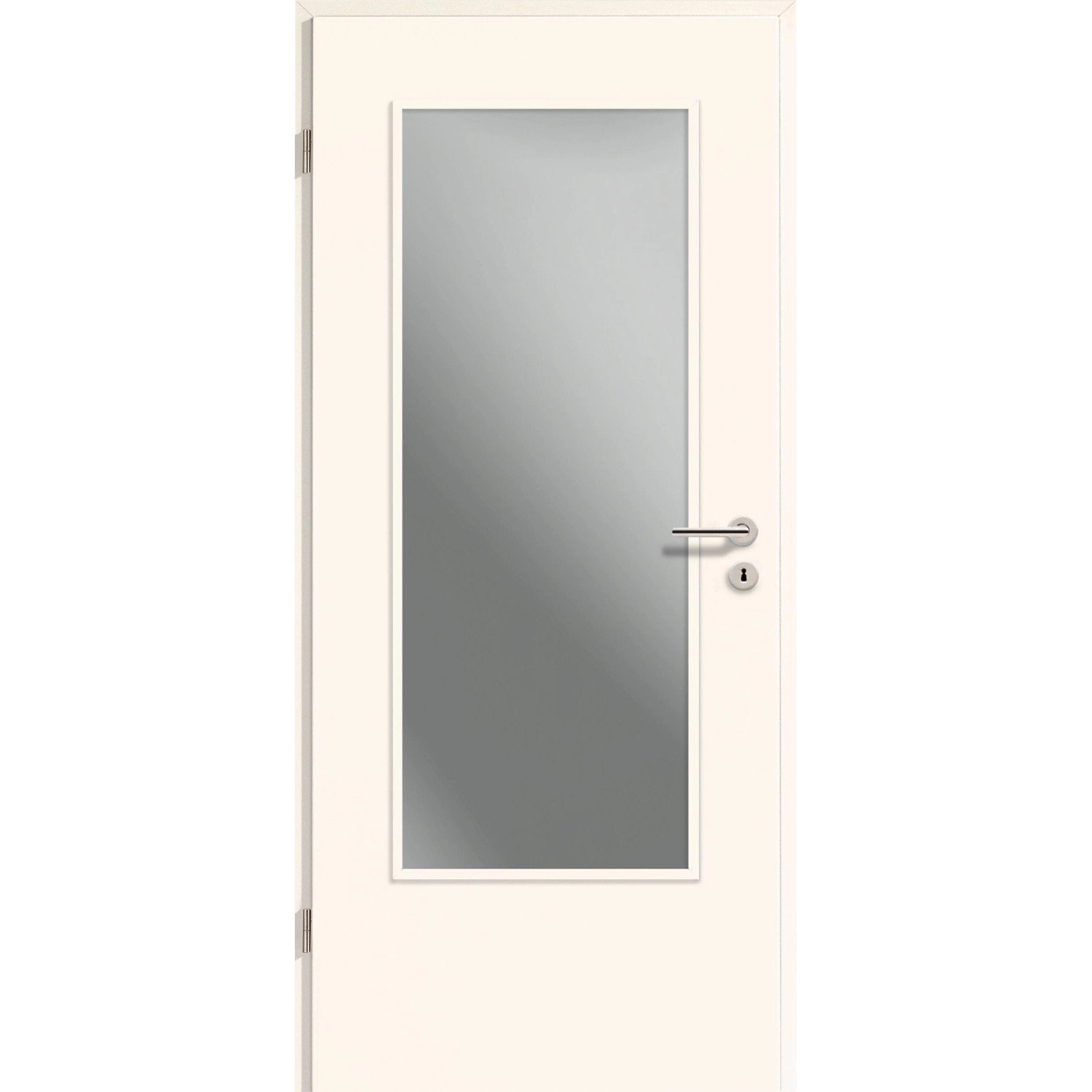 GetaDoor Zimmertür GL223 Weiß LA-DIN Glas satiniert 86 cm x 198,5 cm Anschlag L