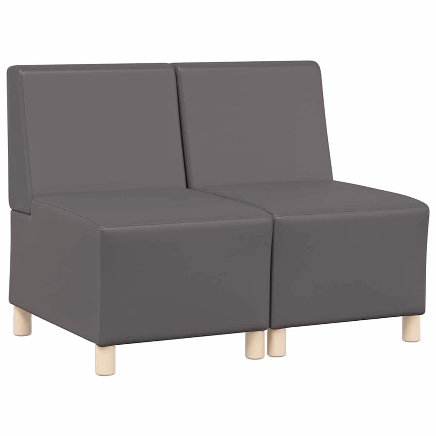 vidaXL Modulares Sofa ohne Armlehnen 2 Stk Grau 55 x 74 x 82 cm Kunstleder günstig online kaufen