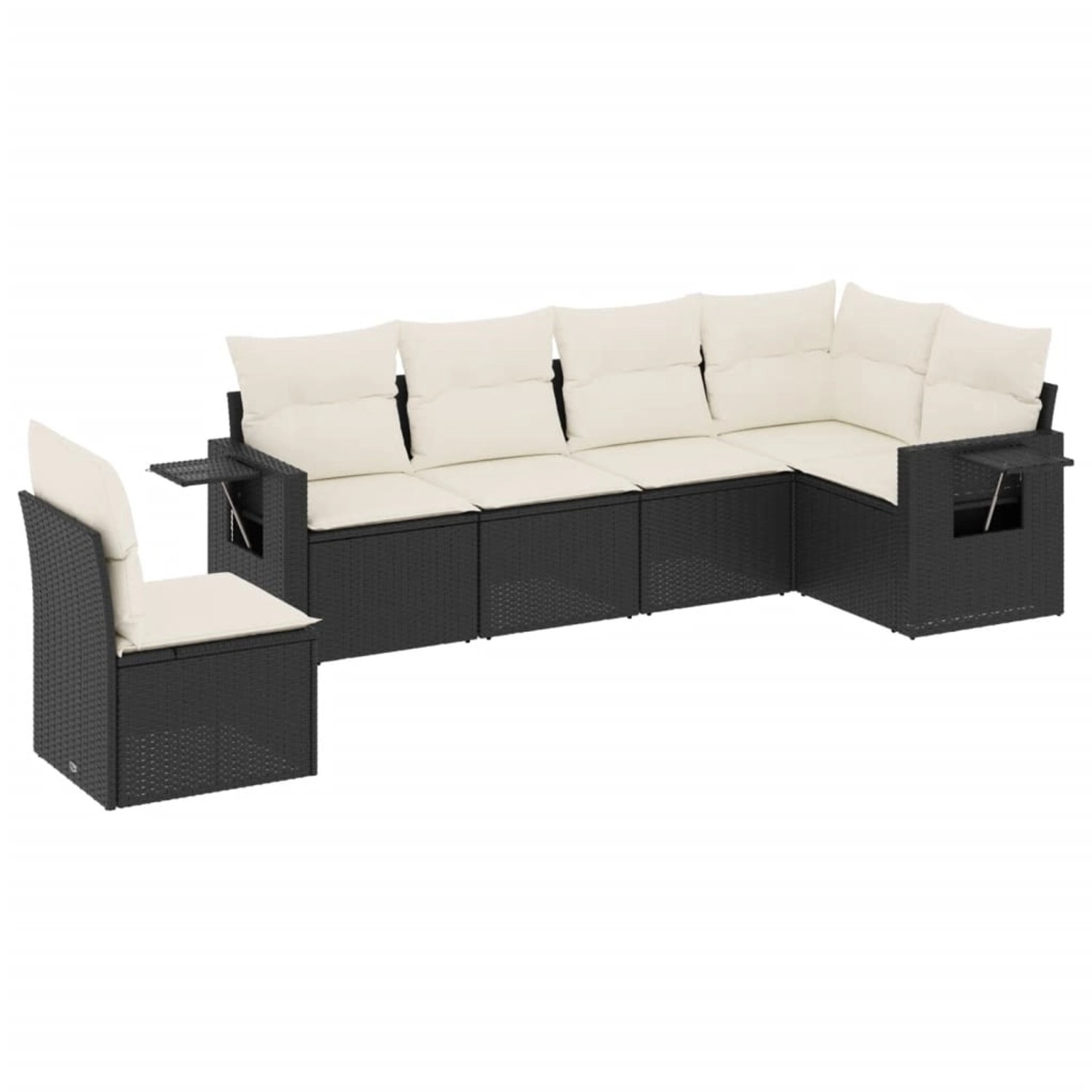 vidaXL 6-Tlg Garten-Sofagarnitur mit Kissen Schwarz Poly Rattan 3220225 günstig online kaufen