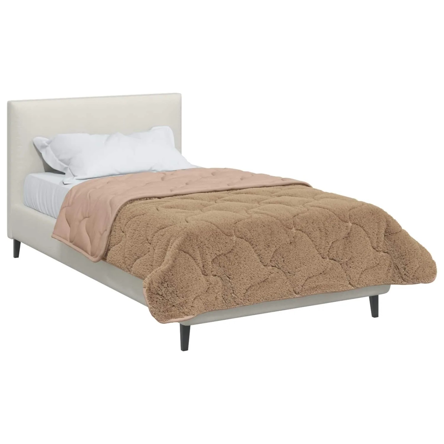 vidaXL Winterbettdecke Taupe 135 x 220 cm Mikrofaser und Teddy-Fleece 42026354_3