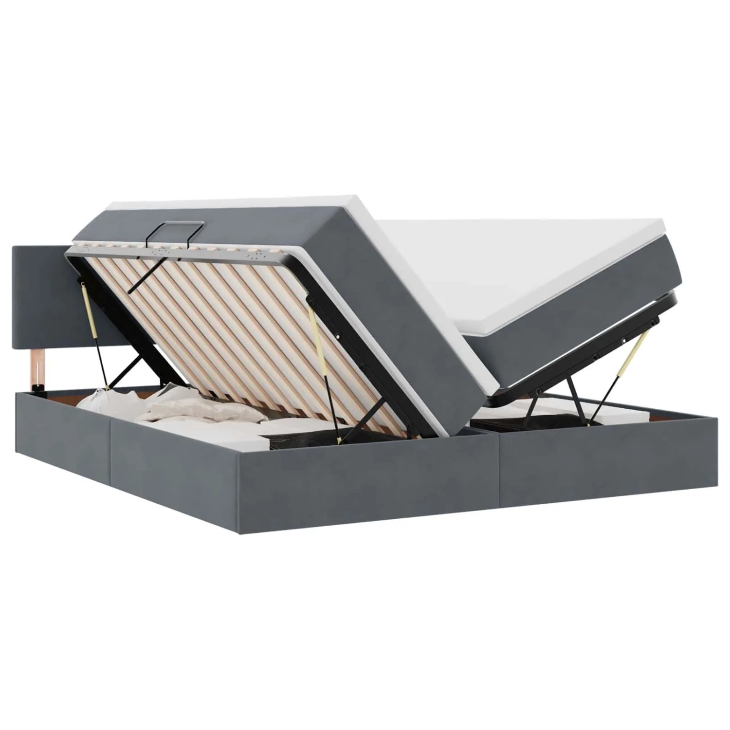 vidaXL Aufbewahrungsbett mit Matratze Dunkelgrau 100 x 200 cm 3370968