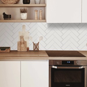 MySpotti Küchenrückwand Profix Cucina Herring, 100x60 cm, Weiß im modernen Küchenambiente.