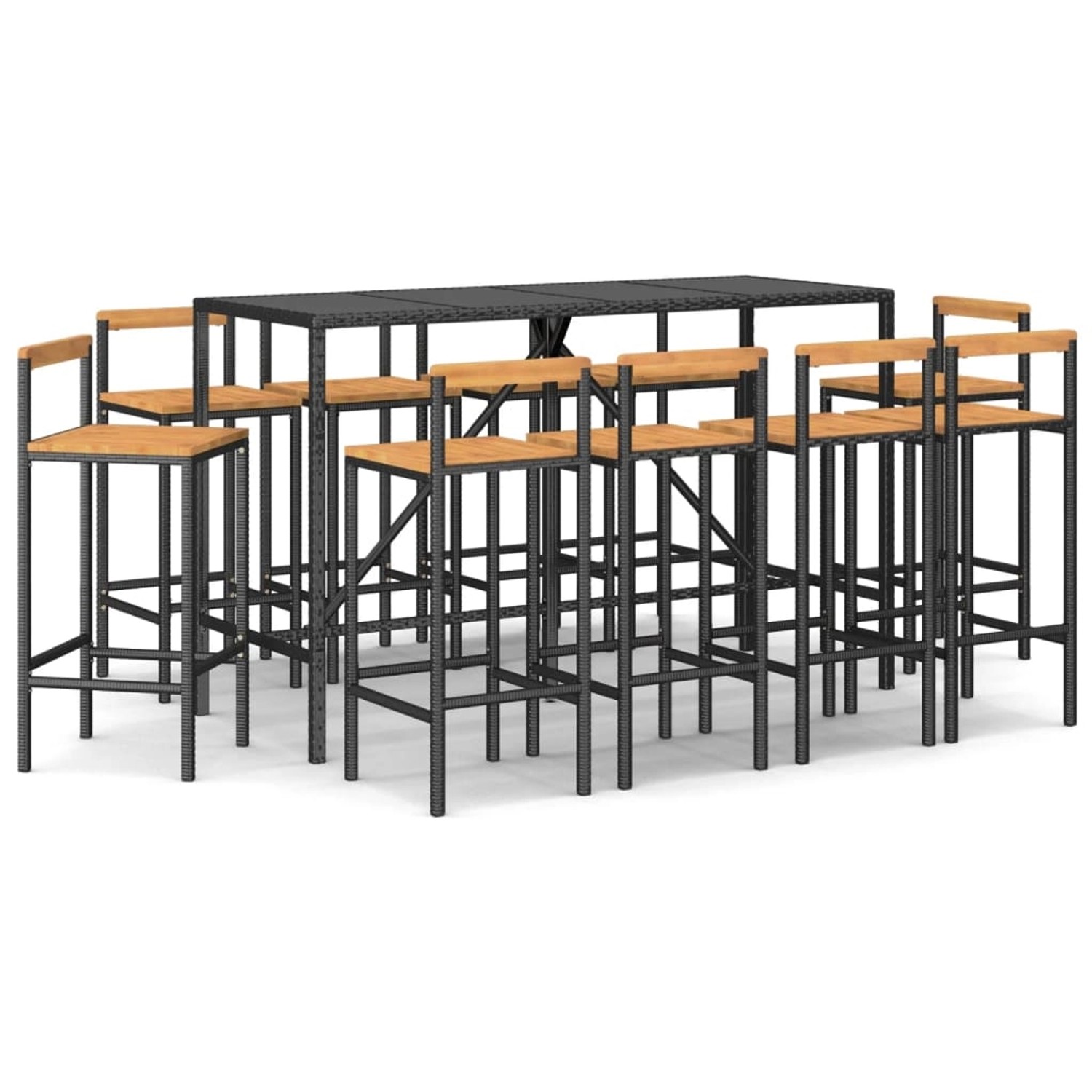 Vidaxl 11-tlg. Gartenbar-set Schwarz Poly Rattan & Massivholz Akazie günstig online kaufen