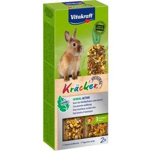 Vitakraft Kräcker Herbal Active für Zwergkaninchen, 2 Stück. Ergänzungsfutter mit Kräutern.