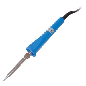 Blanko Lötkolben mit LED, 30 Watt, blauem Griff und silberner Lötspitze.