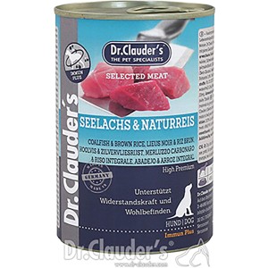Dr. Clauder Hunde-Nassfutter Seelachs & Naturreis, 400g Dose.