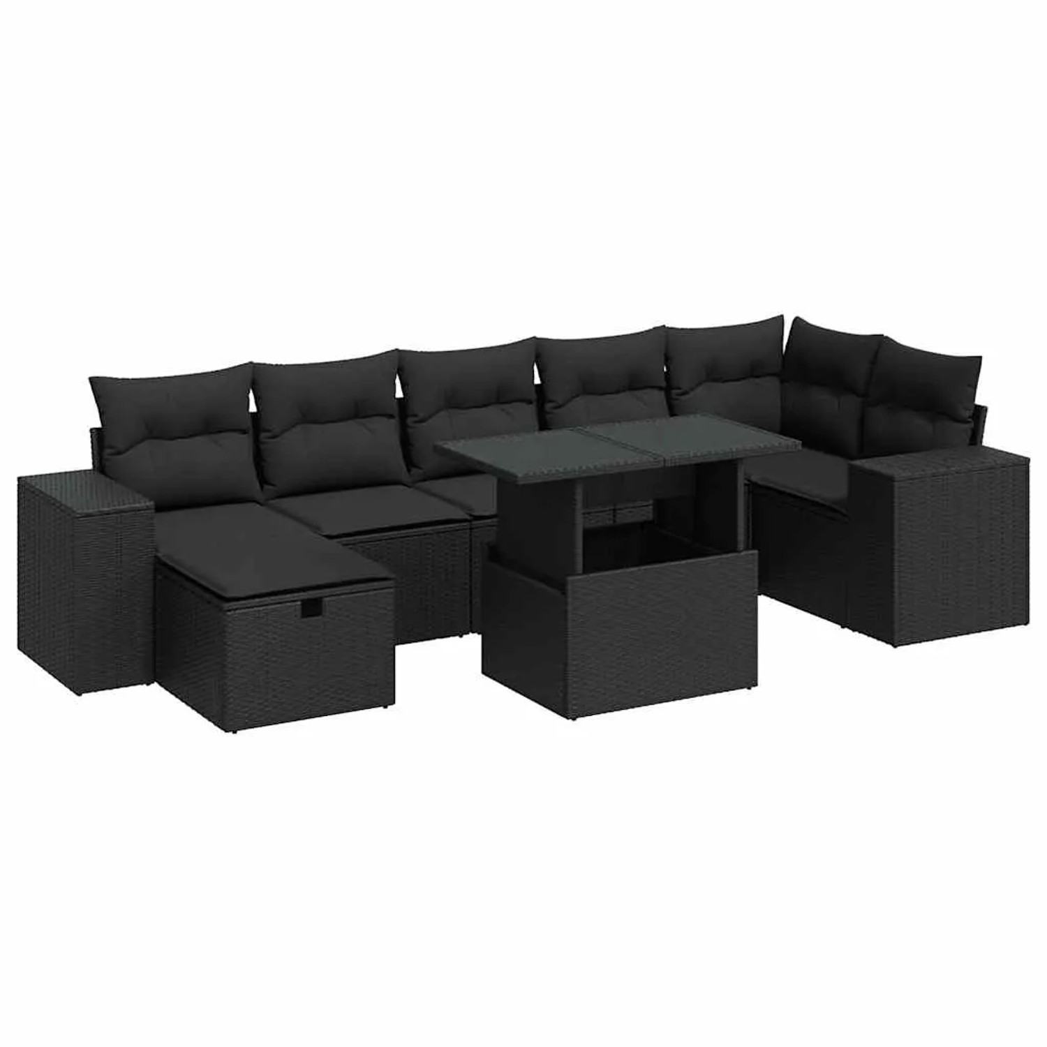 Thumbnail - vidaXL 5-Tlg Garten-Sofagarnitur mit Kissen Schwarz Poly Rattan 3327945