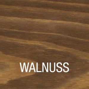 Holzbeize Walnuss: Farbmuster auf Holz mit gut sichtbarer Maserung.