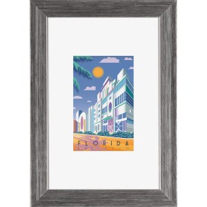 Silberner Kunststoff Bilderrahmen, 10x15 cm, mit Passepartout und klassischem Profil.