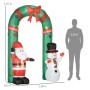 Aufblasbarer Weihnachtsdeko Torbogen 2,45m mit Weihnachtsmann, Schneemann und LED-Beleuchtung für den Garten.