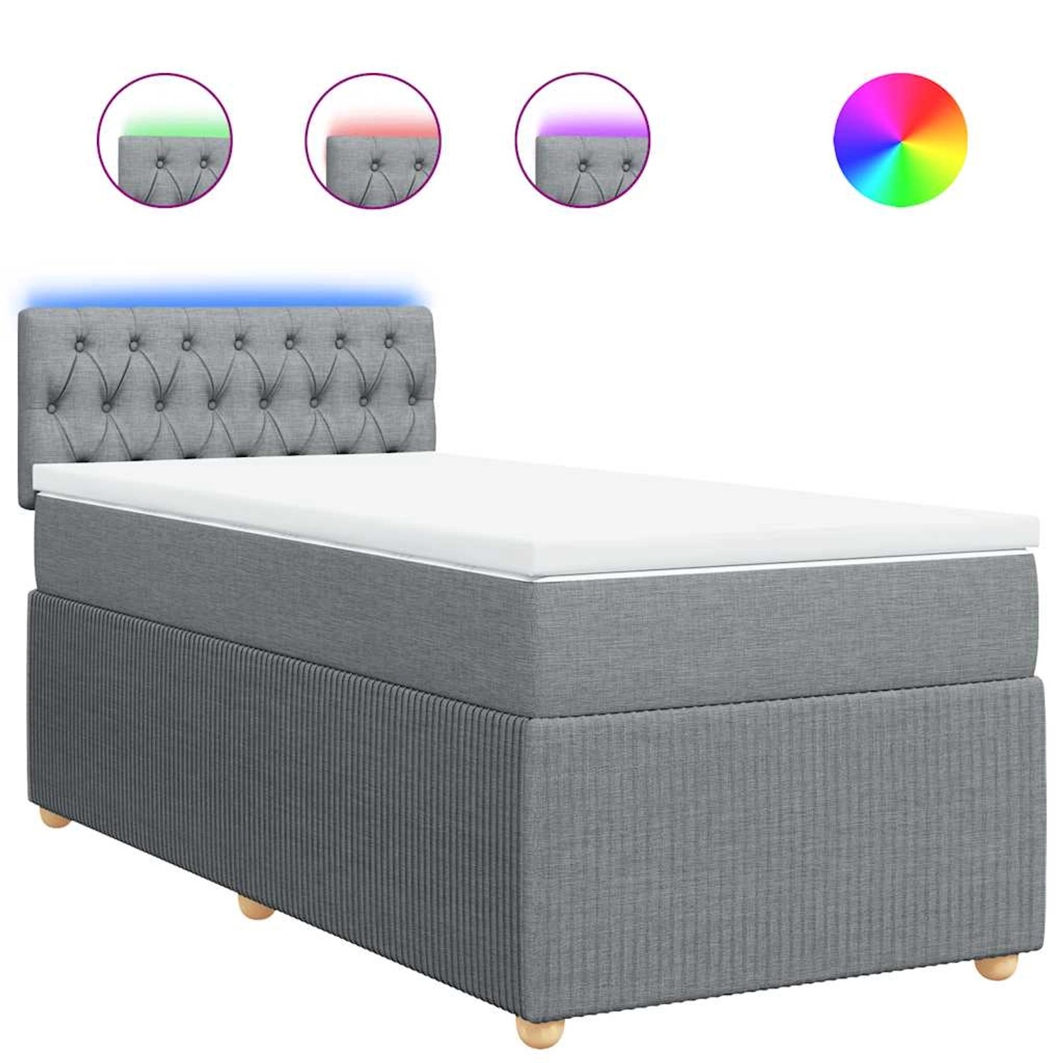 vidaXL Boxspringbett mit Matratze Hellgrau 90x190 cm Stoff 3289618 günstig online kaufen