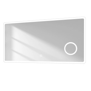 Rechteckiger Emke Badspiegel 120x60cm mit LED Beleuchtung und 3-fach Vergrößerung.