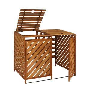 Proregal XL 2er-/4er-Mülltonnenverkleidung HxBxT 121x133x98 cm Braun Mülltonnenbox Mülltonnenabdeckung Holz