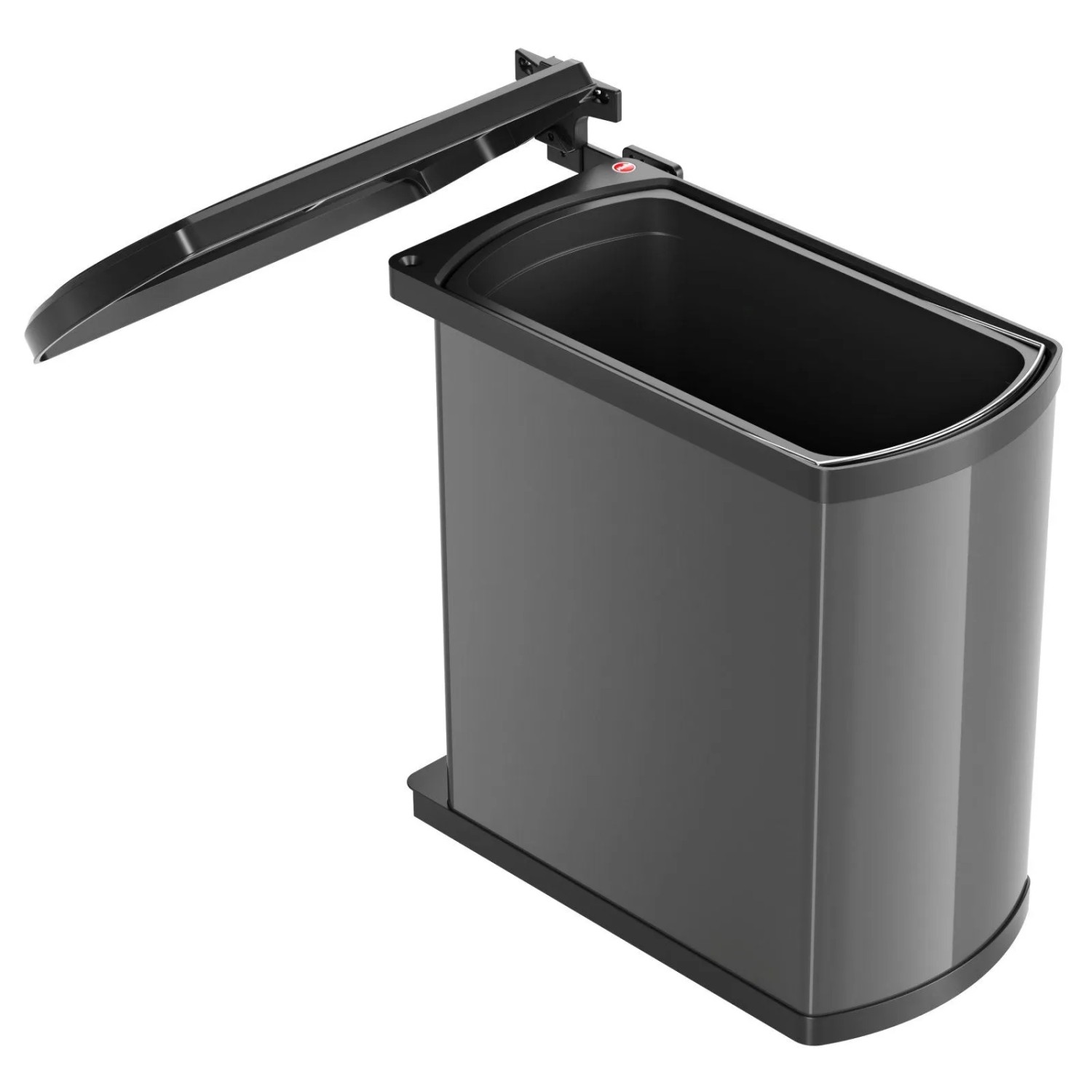 Hailo AS Uno 18 Einbau Abfallsammler 18L 3418071 Schwenkbarer Mülleimer für Unterschränke Ab 45 cm Automatischer Dreh Kipp Deckel Dunkelgrau Schwarz