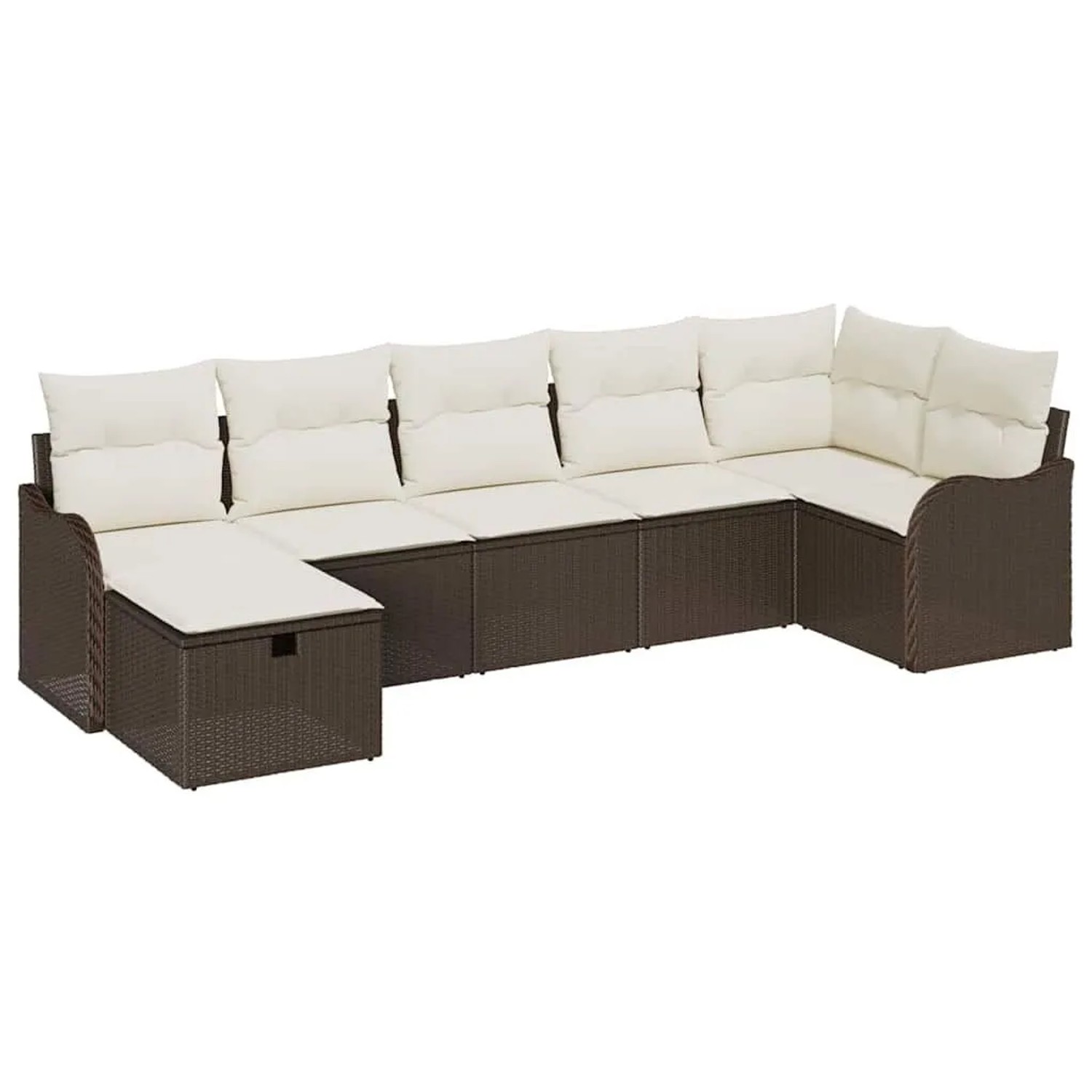 vidaXL Sofa Set mit Kissen mit Speicher Braun und Creme Poly-Rattan 3358997 günstig online kaufen