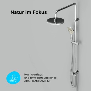 AM.PM Duschsystem Gem, chromfarbenes Brauseset mit Kopf- und Handbrause.