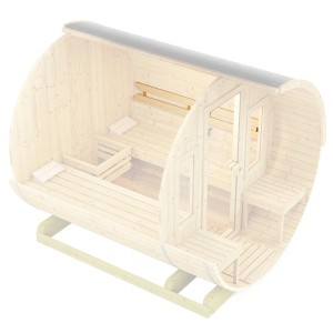 Weka Rückenlehne für Fasssauna 198, aus hellem Holz für mehr Komfort beim Saunieren.