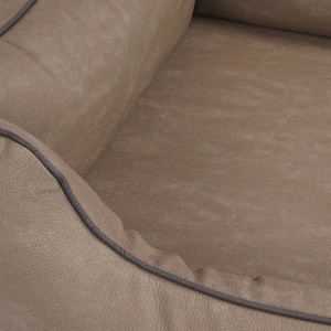 Detailaufnahme: Knuffelwuff Hundebett Rockland aus Kunstleder in Stone, orthopädisch, XXXL.