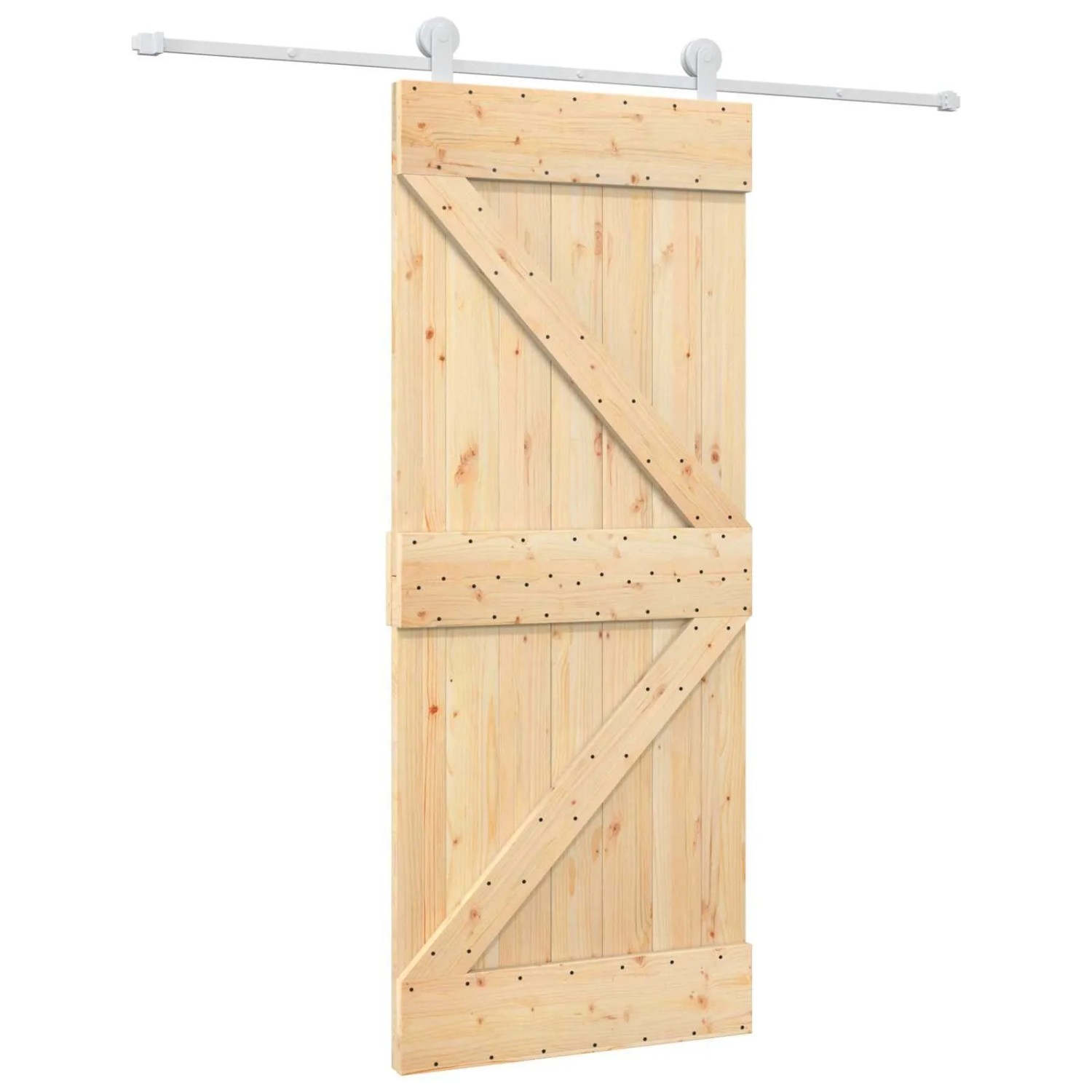 vidaXL Schiebetür Natur und Weiß 85 x 210 cm Massivkiefer 3445021