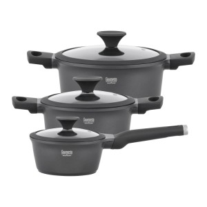 Gourmesto Kochtopfset Black Line Schwarz, 3-teilig
