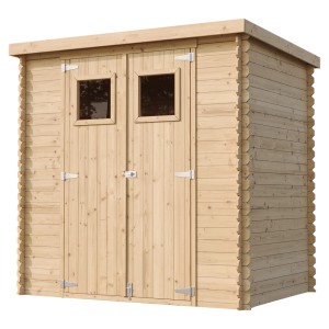 Timbela Gartenhaus M311 aus Holz, ideal als Fahrradschuppen mit Doppeltür und Fenster.