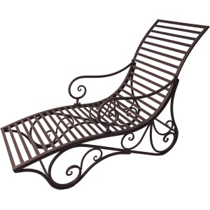 Dunkelbraune Garden Pleasure Liegebank Kuwa aus Metall für den Garten.