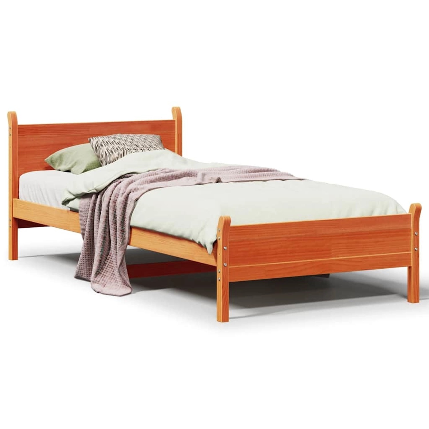 vidaXL Massivholzbett ohne Matratze Wachsbraun 75x190 cm Kiefernholz 855617 günstig online kaufen