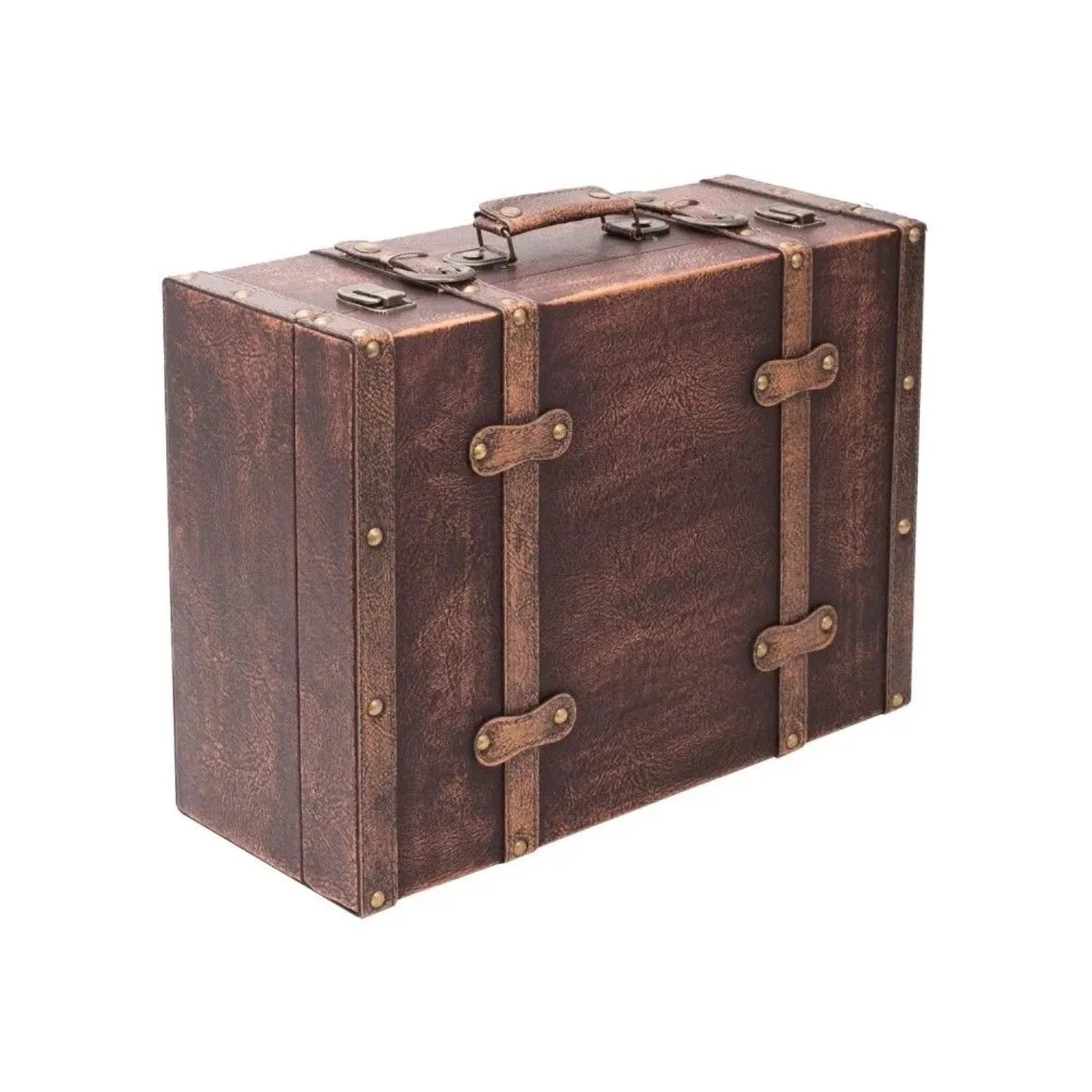 HMF VKO103 Vintage Vintage Koffer Truhe Holzkiste Holz 44 x 32 x 16 cm Deko Klassik